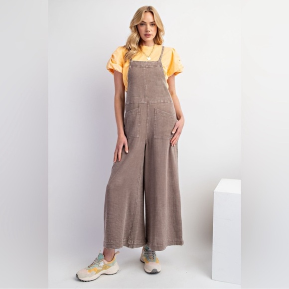 NWOT Easel Cotton Gauze Jumpsuit in Mushroom - Picture 2 of 7